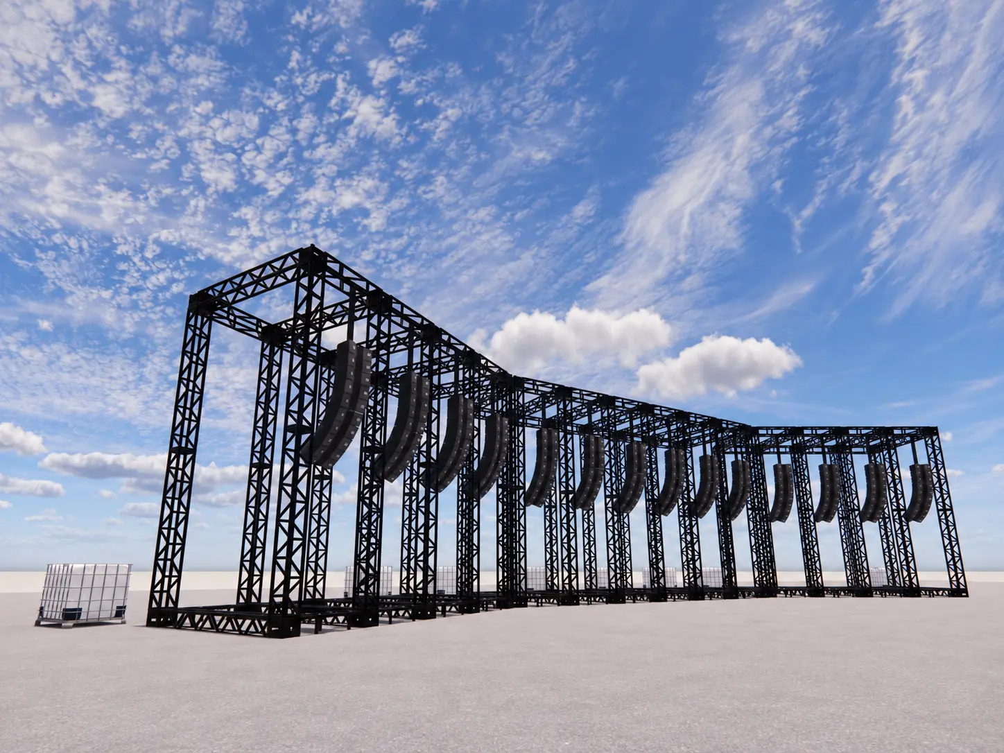 Render tridimensional da estrutura projetada para o evento